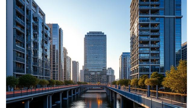 Modern residential buildings in Melbourne's vibrant Southbank area, illustrating urban property trends.