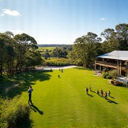 Expansive backyard of a lifestyle property with children playing freely, ample space and privacy