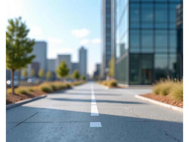 Commercial development plot with modern office buildings in the background