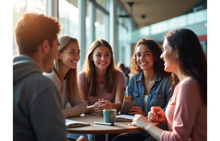 Diverse group of international students collaborating in a modern university setting, illustrating international student growth and demand.
