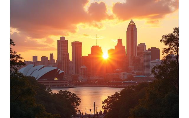 Sydney skyline with university buildings, representing prime student accommodation locations near major universities