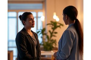 Student welfare officer speaking with a student, representing tenant and welfare support services.